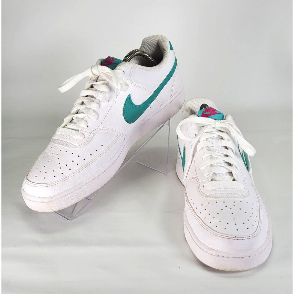 Nike Women's Teal Pink  Leather Court Vision White Washed Shoe Sz 11.5 1473 - Picture 3 of 15